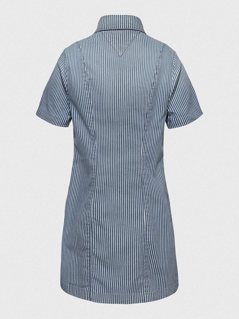 Lány Tommy Hilfiger Pinstripe Shirtdress Dresses Kék | HU 1762ILH